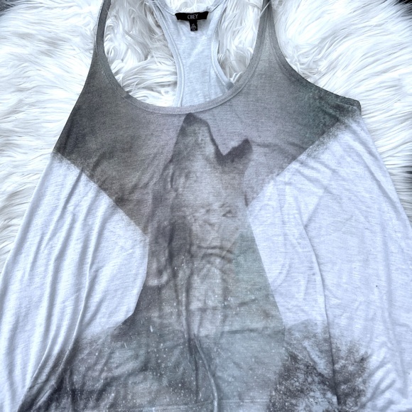 OBEY Howling Wolf Graphic Sheer Tank Top VTG - Picture 2 of 8